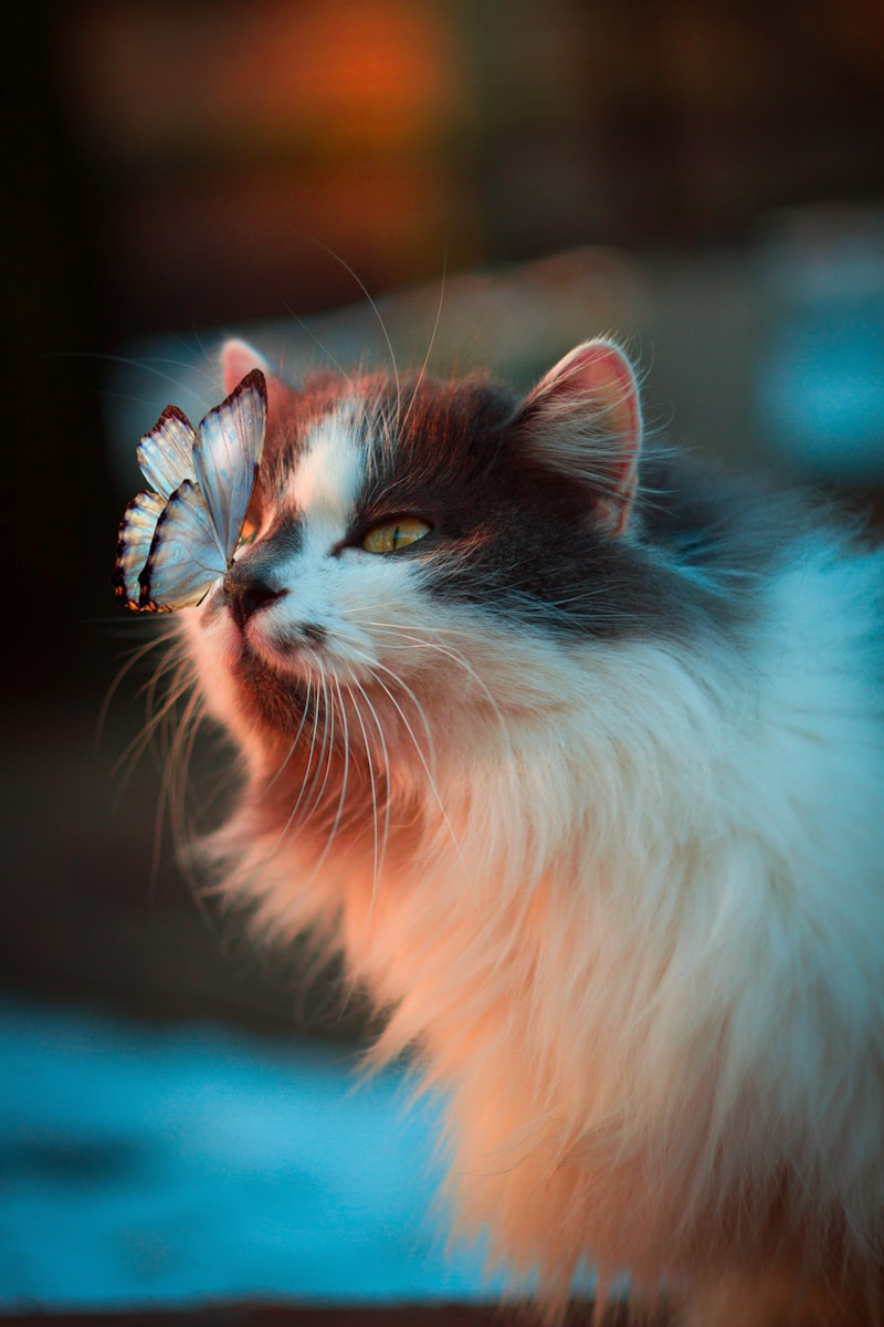 Multiple cats with owner